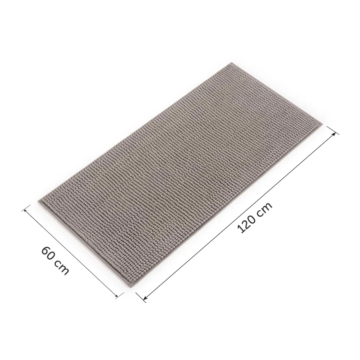 Blumtal Alfombra Baño Secado Rapido Chenille - 60x120 cm Alfombrilla Baño Antideslizante - Certificado Oeko-Tex - Alfombrilla Ducha Lavable Bathroom Mat Bath Mat - Tapete WC Gris