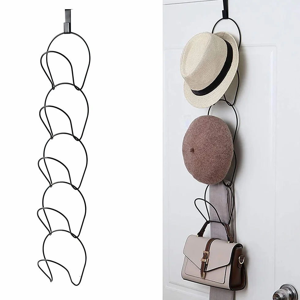 Willoo Soporte Almacenamiento Sombrero, Colgador Sombreros Metal, Colgador Sombreros, Gorra De Béisbol Ganchos Colgar, para Puerta, Armario, Pared, Baño (Negro)