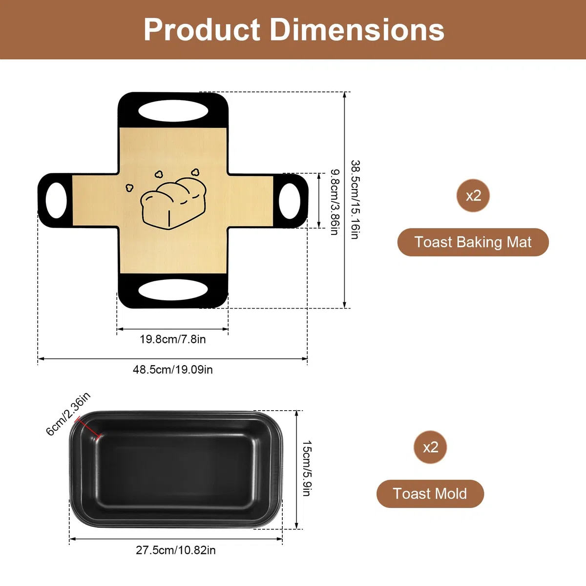 Molde de pan de 2 libras para hornear, paquete de 2 moldes antiadherentes para pan con 2 forros reutilizables, 2 latas de pan para hornear, hacer masa madre de pastel de carne, para horno y