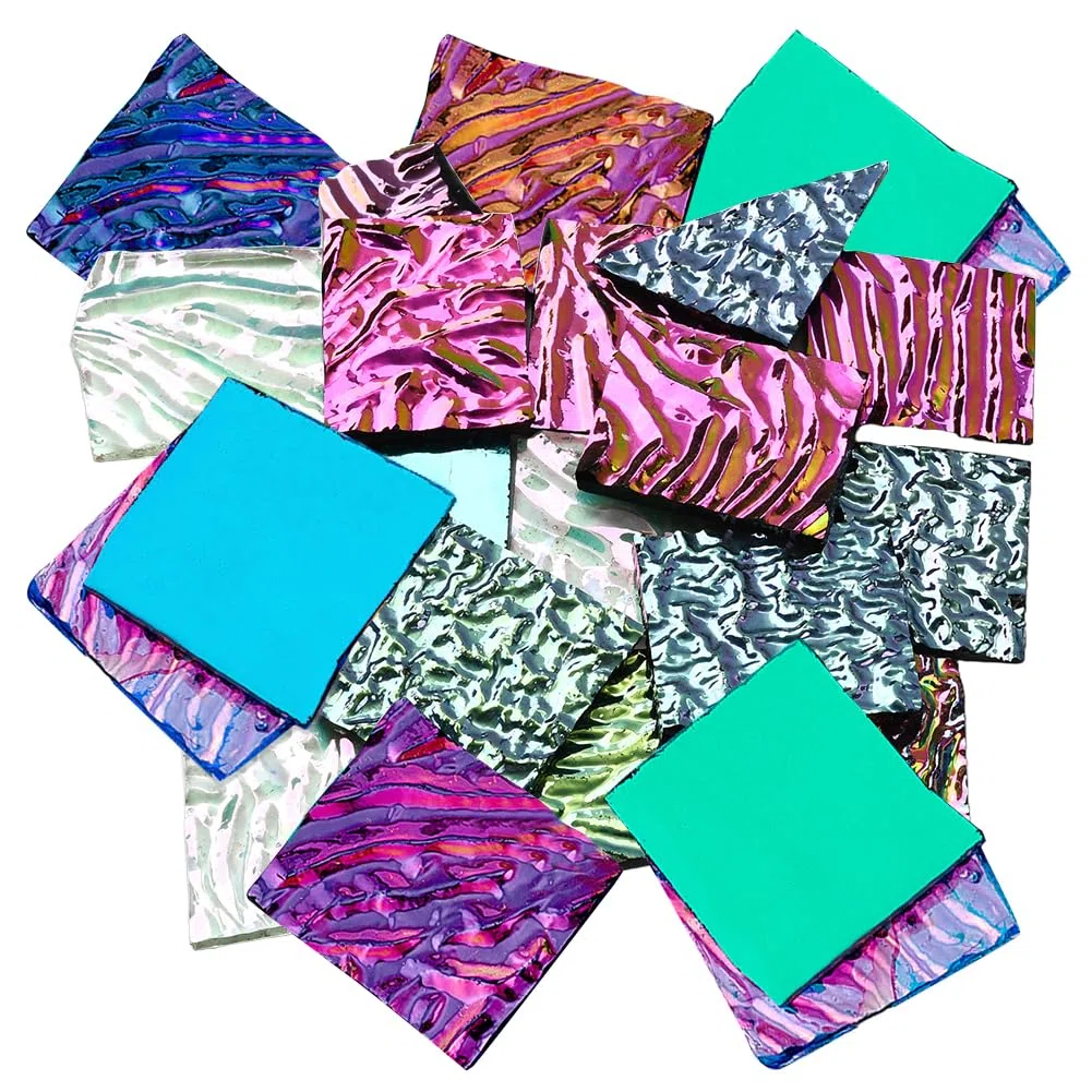 1 Caja de Aproximadamente 84g de Desechos de Vidrio Dicroico Piezas de Vidrio Fusible con Colores Iridiscentes Piezas de Arte para Horno Microondas Material Compatible para la Fabricación de