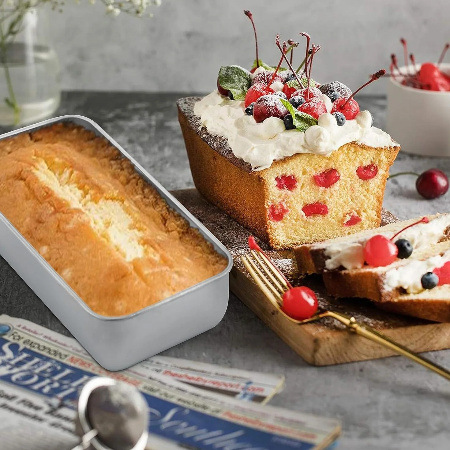 Joyfair - Molde para Pan de Acero Inoxidable, 2 Unidades, para Pastel, 23 cm x 12 cm x 6 cm, Saludable y No Tóxico