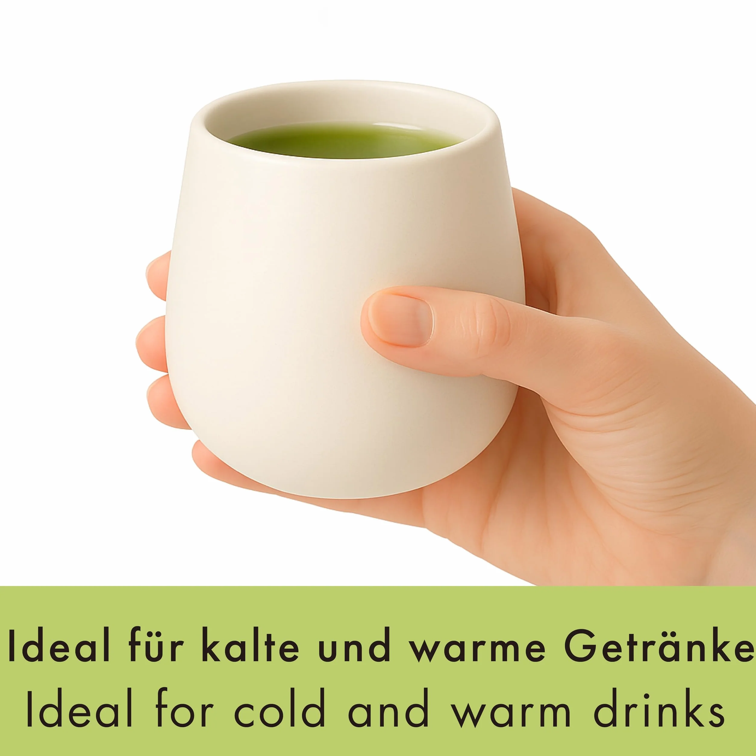 Goodwei Tazas de té japonesas – Tazas de cerámica sin asa, forma redondeada y diseño minimalista – Perfectas para té, matcha, café o espresso - Juego de 4, 200 ml (Camellia White)