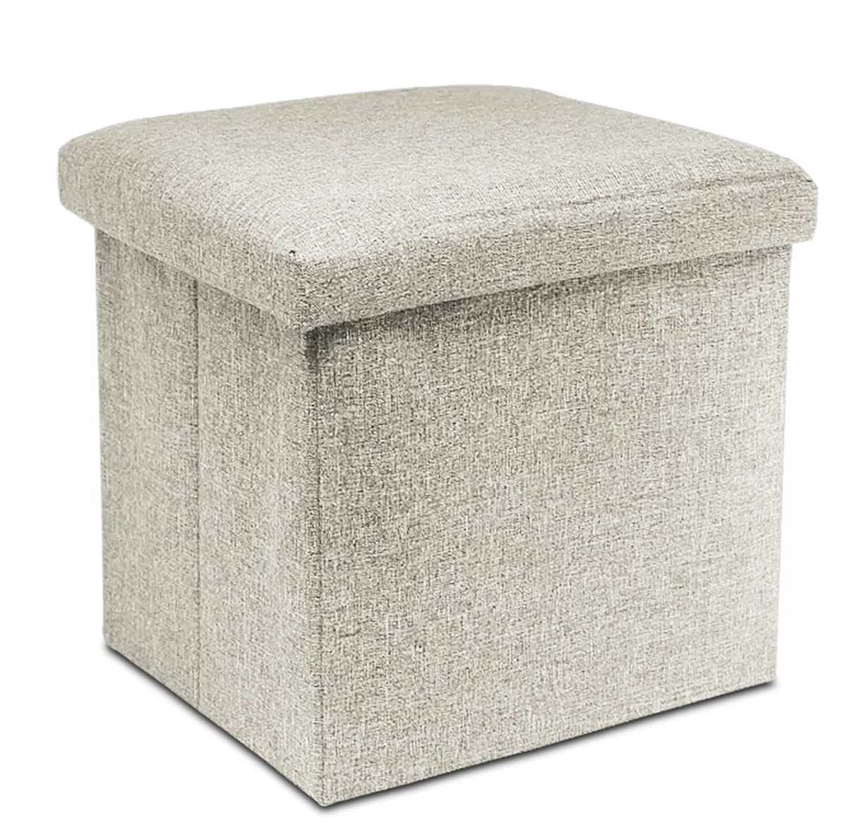 Puff Almacenaje, Taburete Almacenaje, Polyester Tela, Plegable, Asientos Acolchados, 38x38x38cm, Color Beige, Capacidad MAX 40 litros