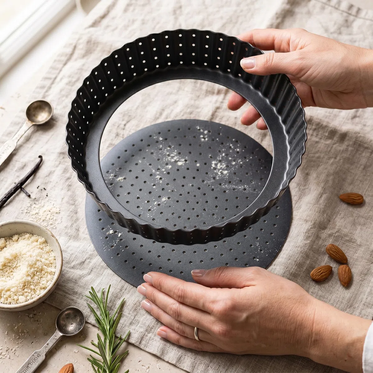 24 cm Molde Quiche Desmontable - Moldes para Bizcochos - Molde para Tartas Desmontable - Moldes Reposteria - Molde Bizcocho Horno - Molde de Horno Rizado - Forma Bolo - 24 cm