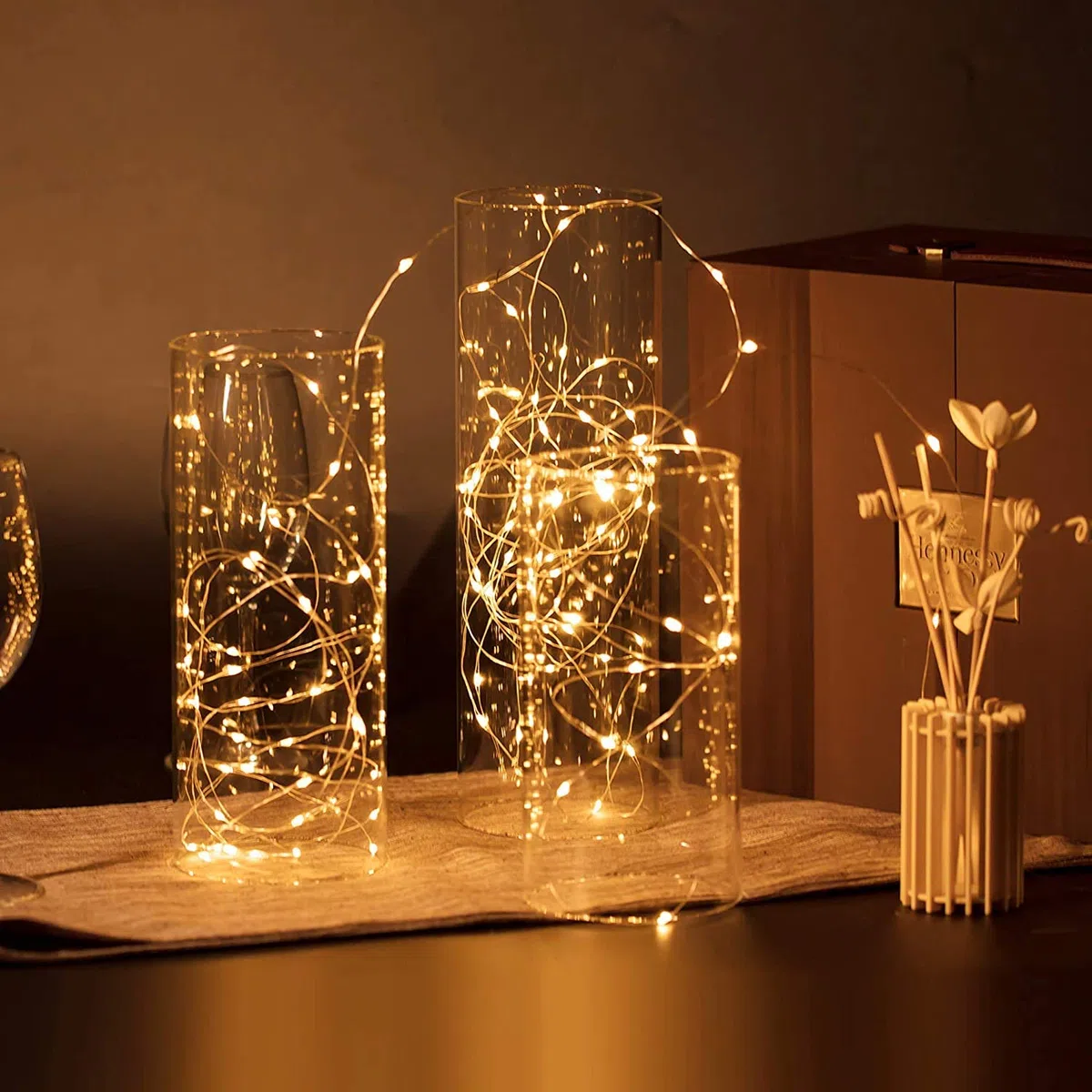 Juego de 2 portavelas cilíndricas de cristal, portavelas de cristal sin fondo, candelabro transparente para pilar, tubo abierto grande de 8,5 cm, altura 20,3 cm