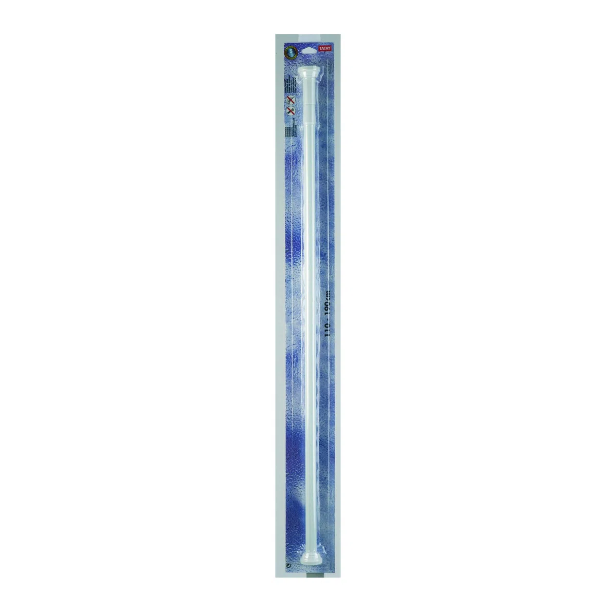 TATAY 5580301 - Barra Recta Extensible para Cortina de Ducha, Aluminio, Blanco, 110-190 cm
