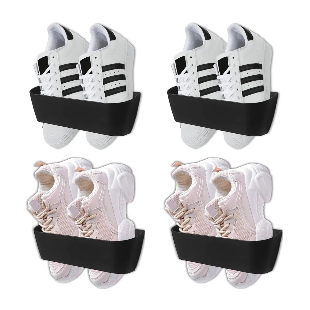 Zapatero de pared para autocaravana, montaje en pared y organización de entrada independiente para casa/RV/autocaravana - Zapatero moderno y delgado con adhesivo y tornillos (Black)