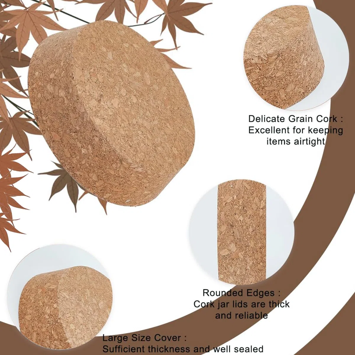 2 Tapones de Corcho Cónicos, 110x90mm, Tapones de Corcho Grandes, Vino Corcho de Tarro 3 Cm Grosor para Botella de Vino, Garrafas, Cerámica, Botella de Vidrio de Cerveza, 3cm de Espesor (2)
