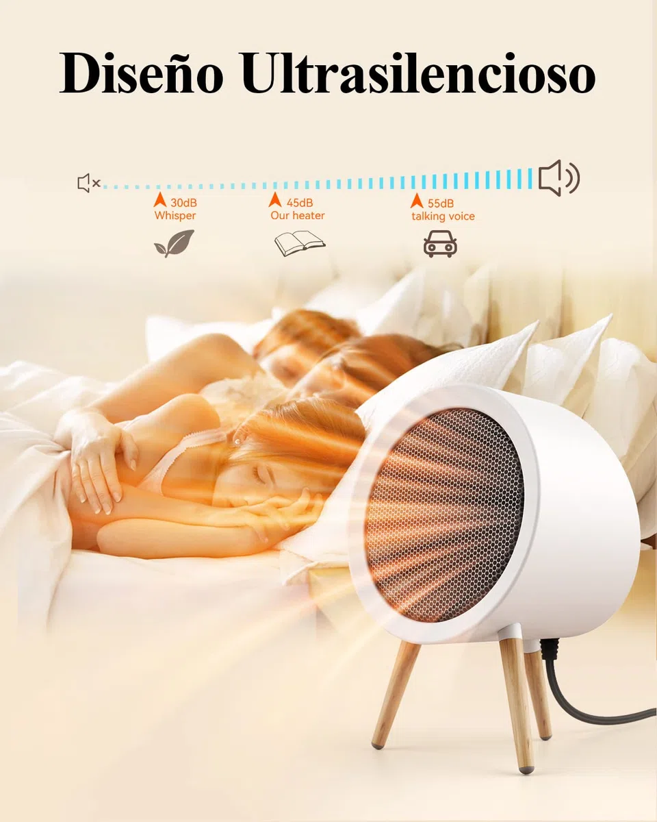 Gaiatop Pequeño Calefactor Bajo Consumo, Calefactor Eléctrico 1000W/600W, Calefactor de Aire Caliente Cerámico PTC 2s con Protección contra Sobrecalentamiento y Vuelco, Ideal para Dormitorio u Oficina