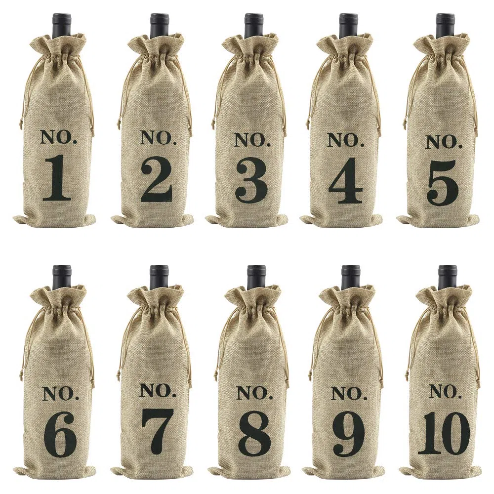 10 PCS Bolsas de Vino de Yute Bolsas de Regalo de Vino con Cordón Bolsa Botella Vino Reutilizables Bolsas de Regalo de Vino Envoltura de Botella para Cata de Vinos Fiesta Boda Navidad