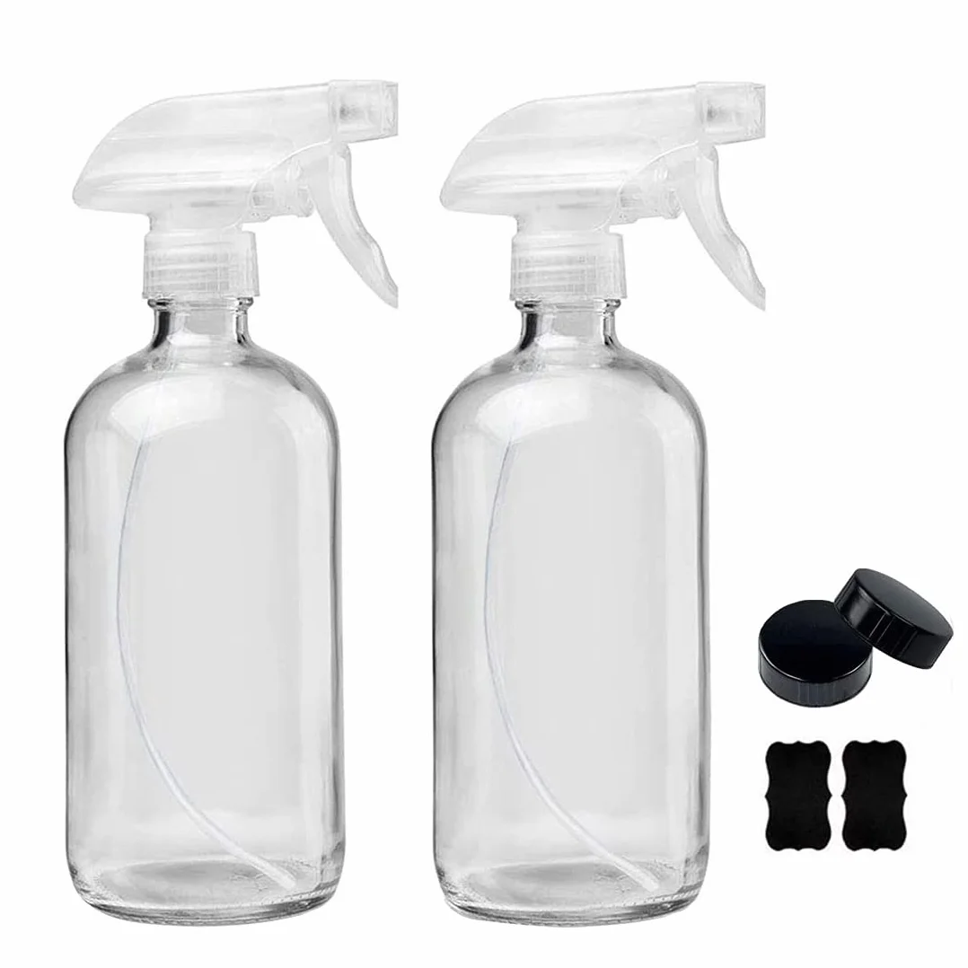 Vaporizador en Botella de Cristal con Gatillo, Prueba de Fugas/Reutlizable/Orgánico/Limpieza/Plantas/DIY(2 x 500mL)