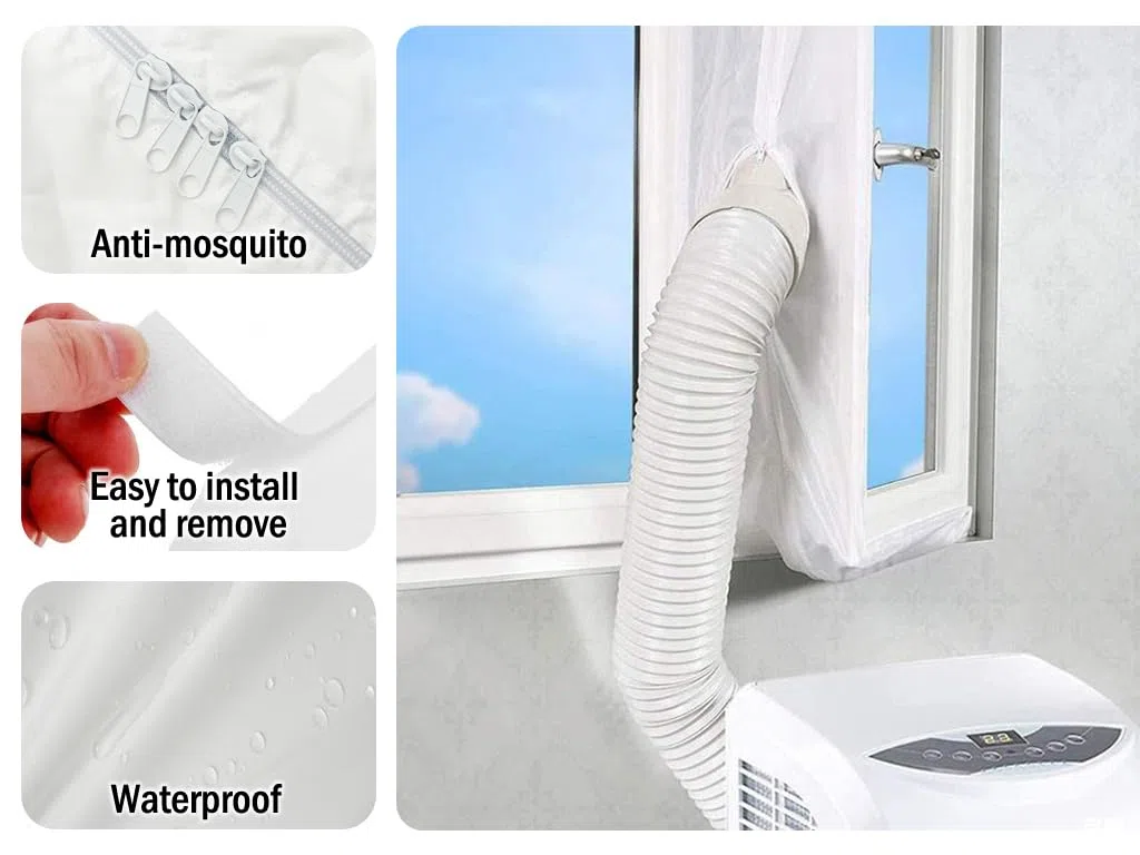 300CM Kit Ventana Aire Acondicionado Portatil, Sello de Ventana Universal, Sellado de Ventanas del Acondicionador, Kit de Sellado para Ventana, para Acondicionadores de Aire (Blanco)