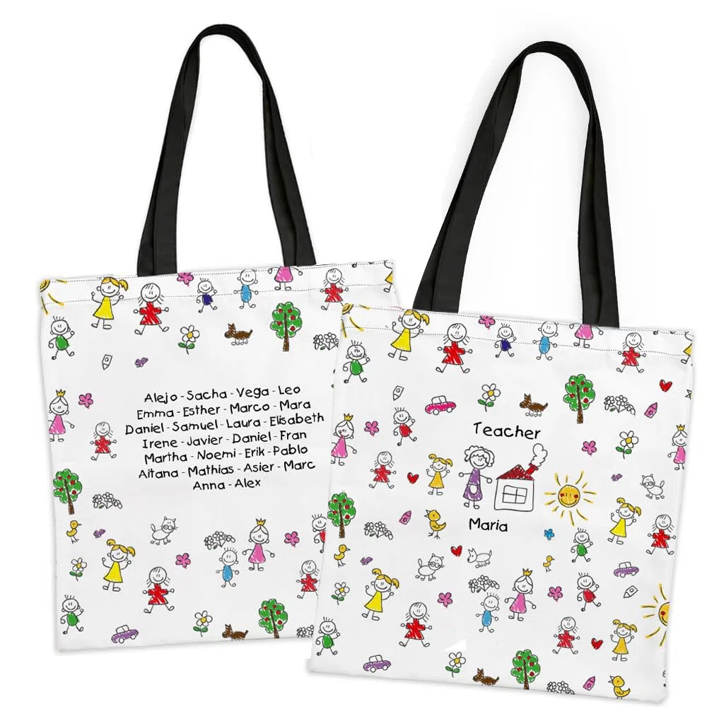 Wanapix | Tote Bag Personalizada Profesores | Personalizable con Nombre o Texto |Regalo para Profe/Maestra | Personalizada con Nombre/Texto o Imagen | 41x43 cm