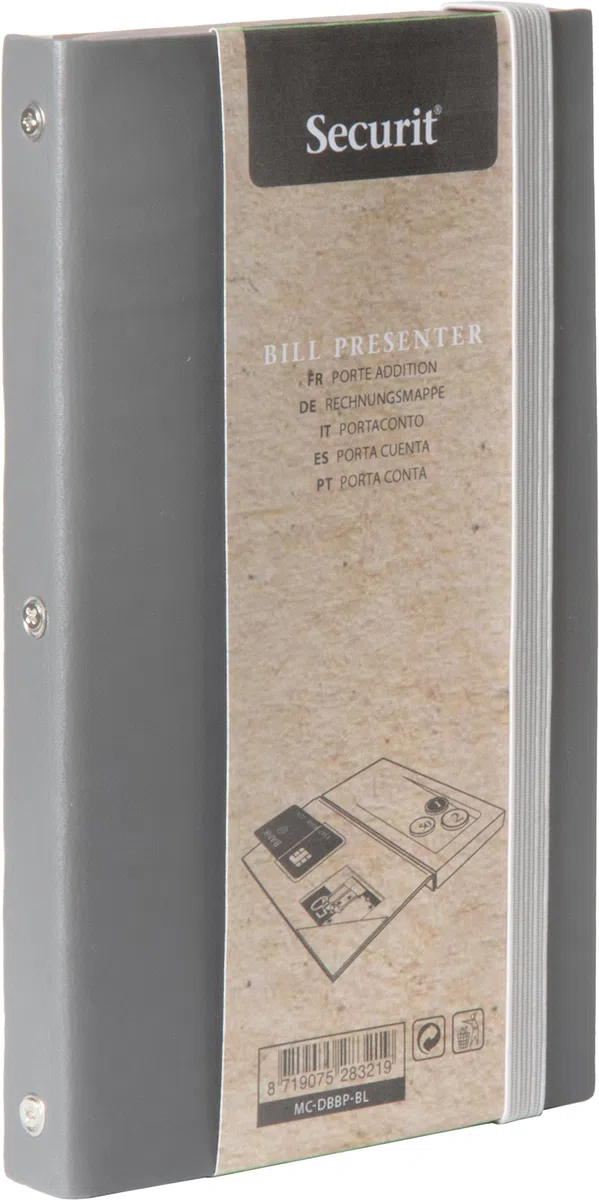 SECURIT Leather Range Bill Presentador 17,9 x 10 cm, Madera, Gris, 17.9 x 10 x 1.8 cm