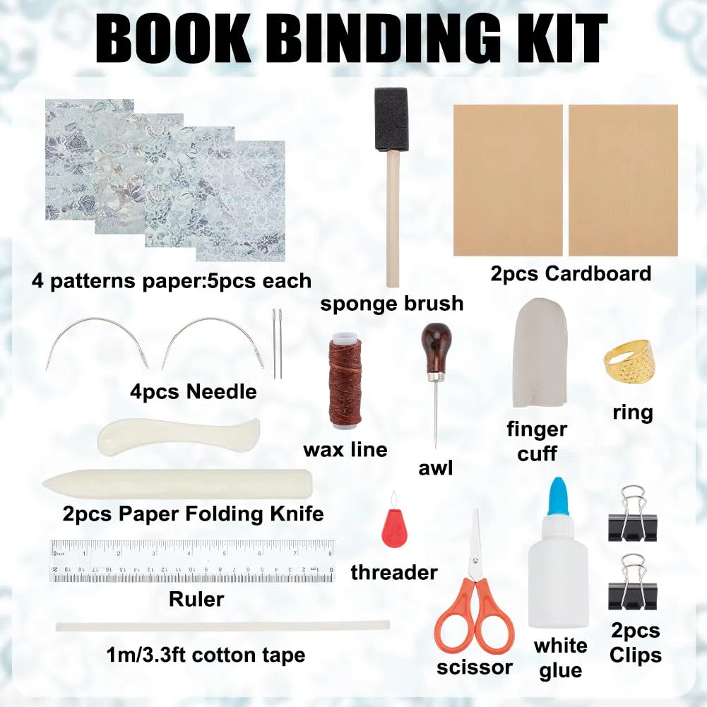 WEBEEDY 79 piezas de diario de encuadernación de libros para adultos principiantes, kit de encuadernación de estilo japonés para manualidades, manualidades y accesorios de costura, regalos de