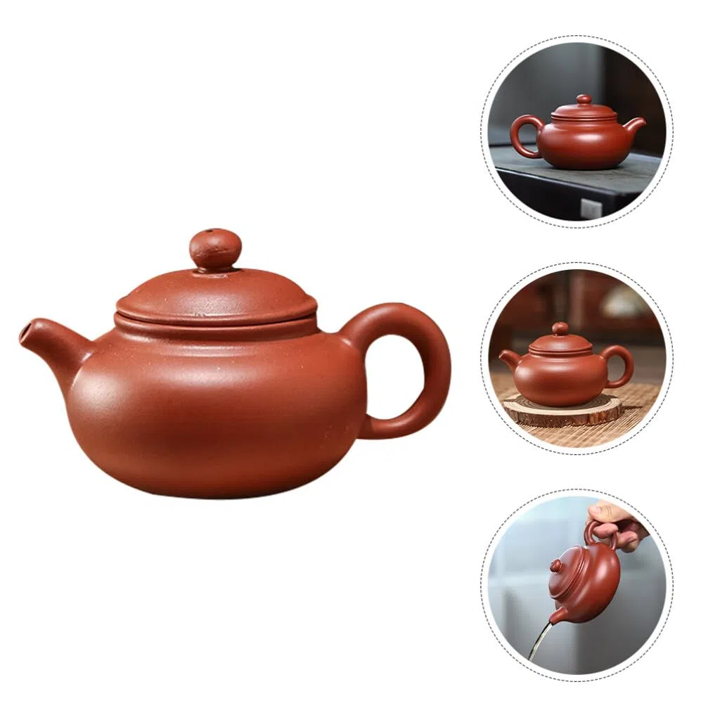 Tetera De Arcilla Morada Pequeña 4.44X2.95X2.36 Pulgadas Para Té Suelto Con Infusor Mango Ergonómico Ideal Para Hogar Oficina Estilo Chino