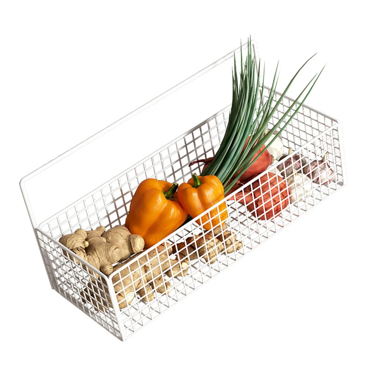 Cesta de Almacenamiento de Alambre de Metal, Organizador Colgante Montado en la Pared con Adhesivo para Cocina, Despensa y Baño