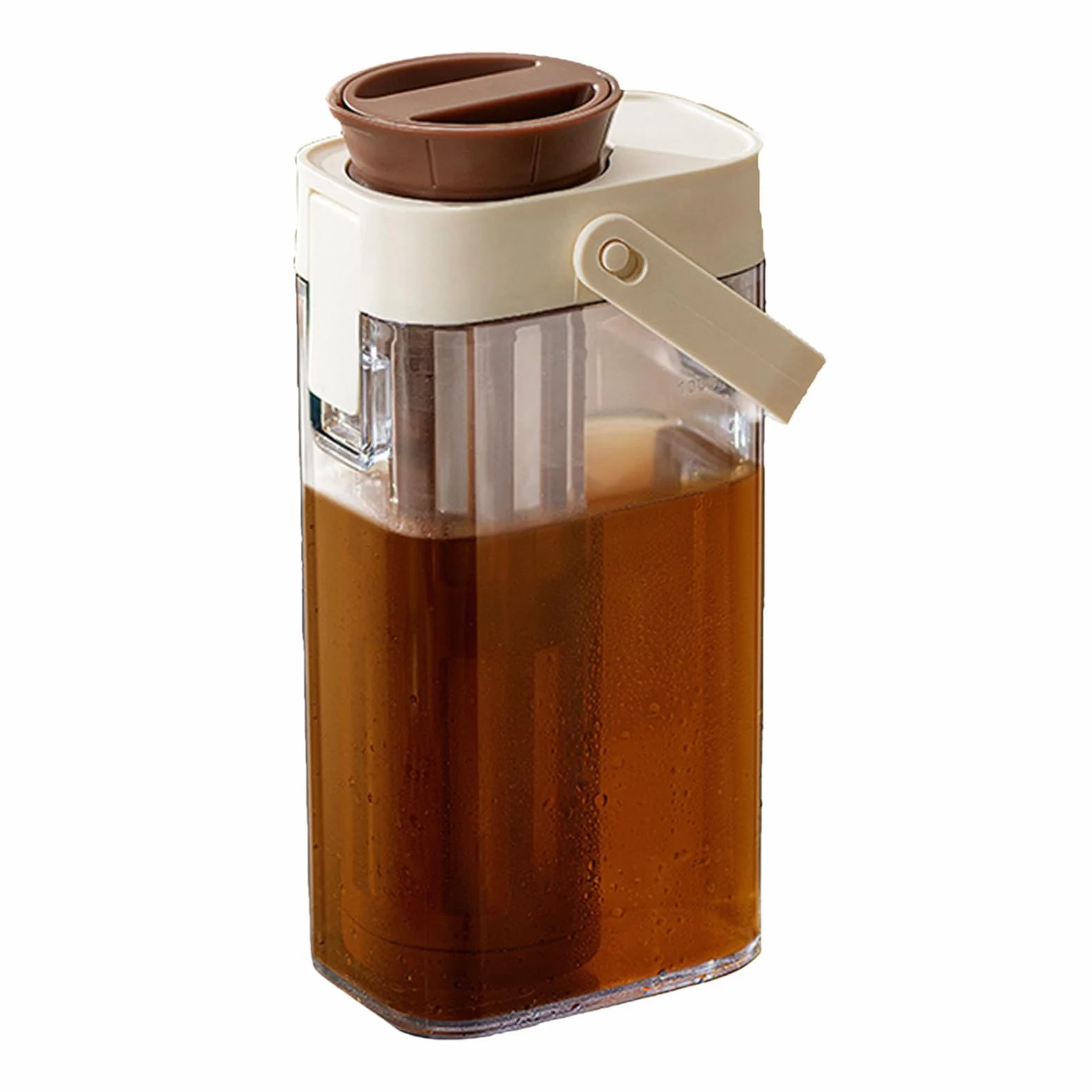 Jarra Para Café Frío - Jarra Para Té Con Capacidad Generosa Y Filtro Permeable Resistente Con Asa Y Tapa, Recipiente Sin Fugas Para Preparar Bebidas Refrescantes,Recipiente Resistente Que Ahorr