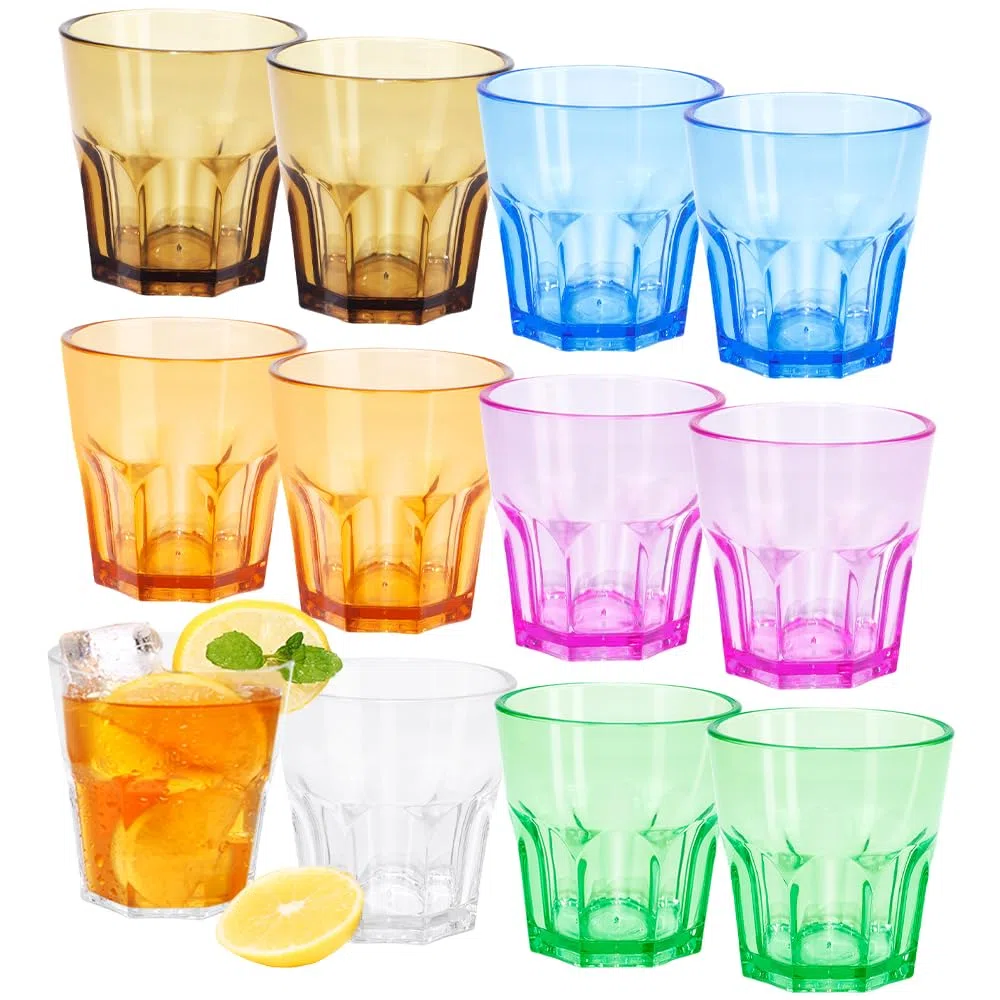 Vasos Acrílicos, 5.63OZ Vasos de Plástico de Colores Reutilizables (12PCS 6 Color)
