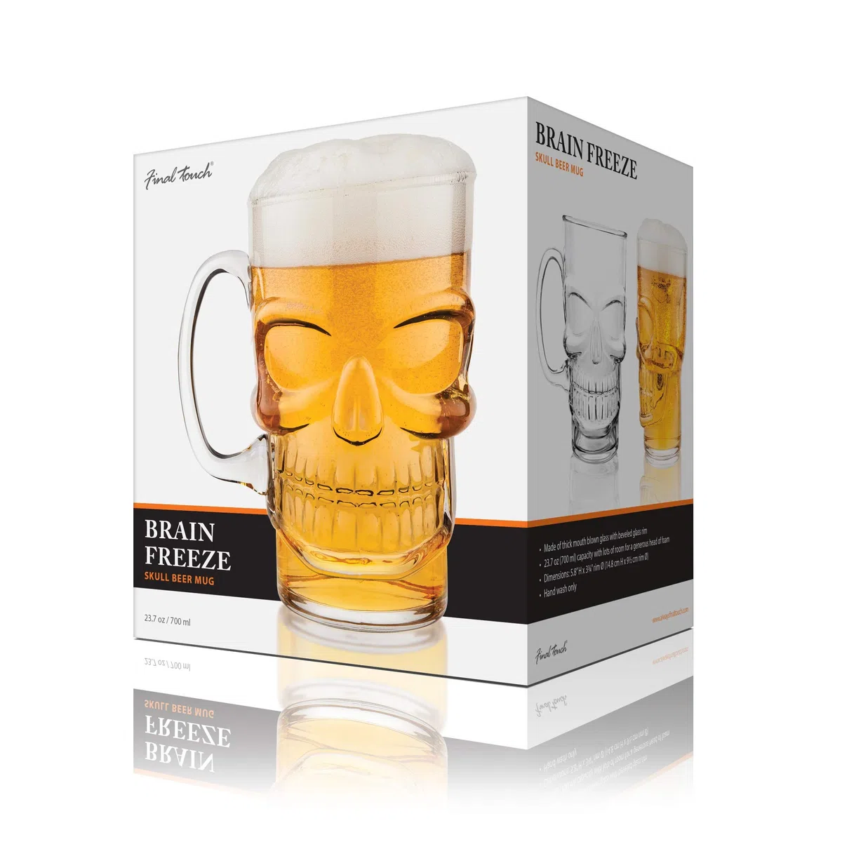 Final Touch FTA1862 Cráneo gótico Cerveza Lager Pint Glass, Barware de Halloween