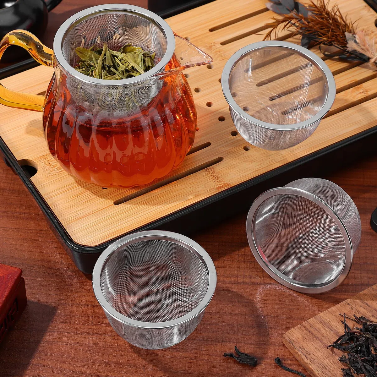 4 Filtros de Té de Acero Inoxidable para Infusor Casero Colador de Té Reutilizable Malla Fina Tamaño Pequeño 8 CM Apto para Hogar Restaurante