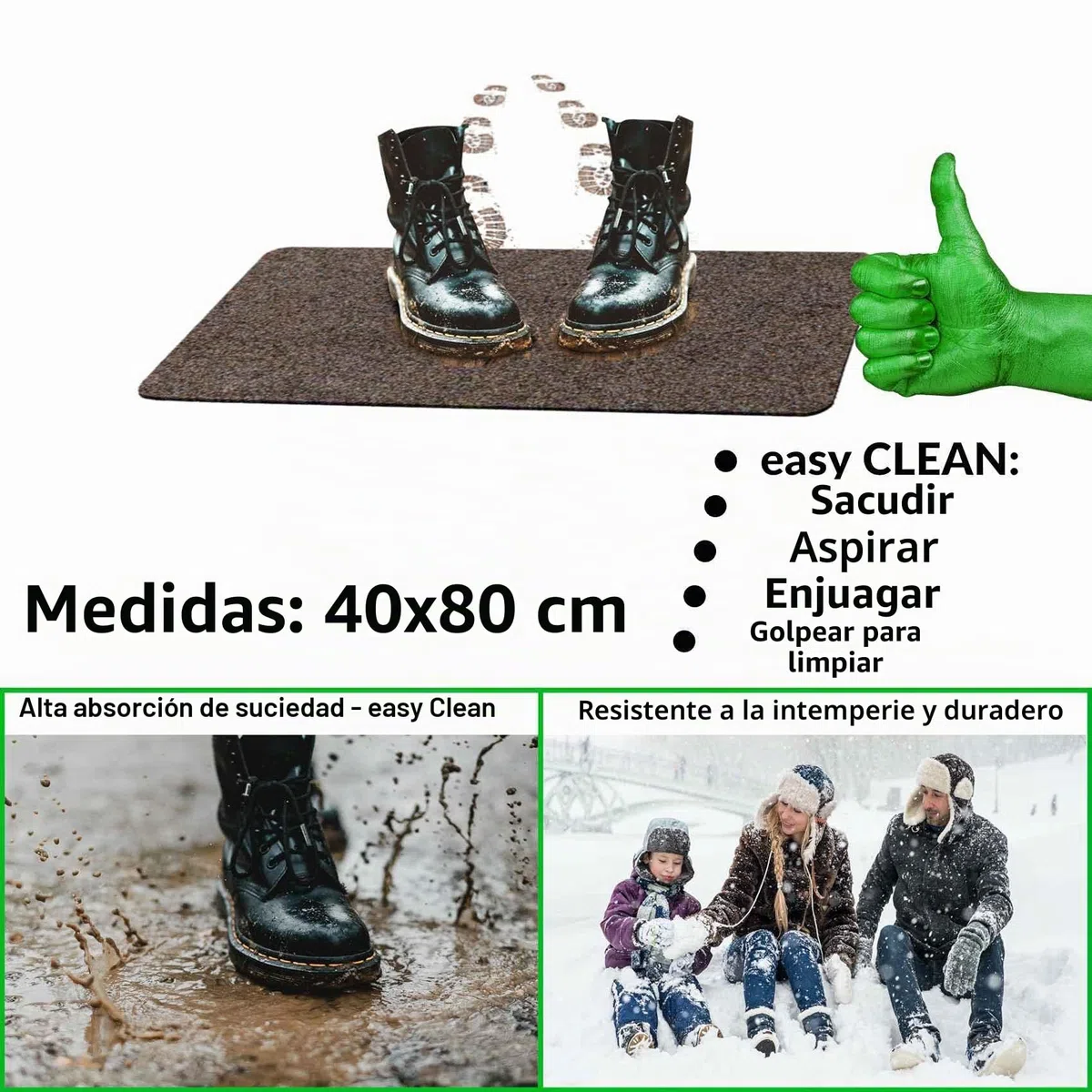 ANRO Poet - Alfombra para suelo, felpudo, lavable, impermeable, resistente, para entrada, pasillo, cocina, dormitorio, marrón, 40 x 80 cm