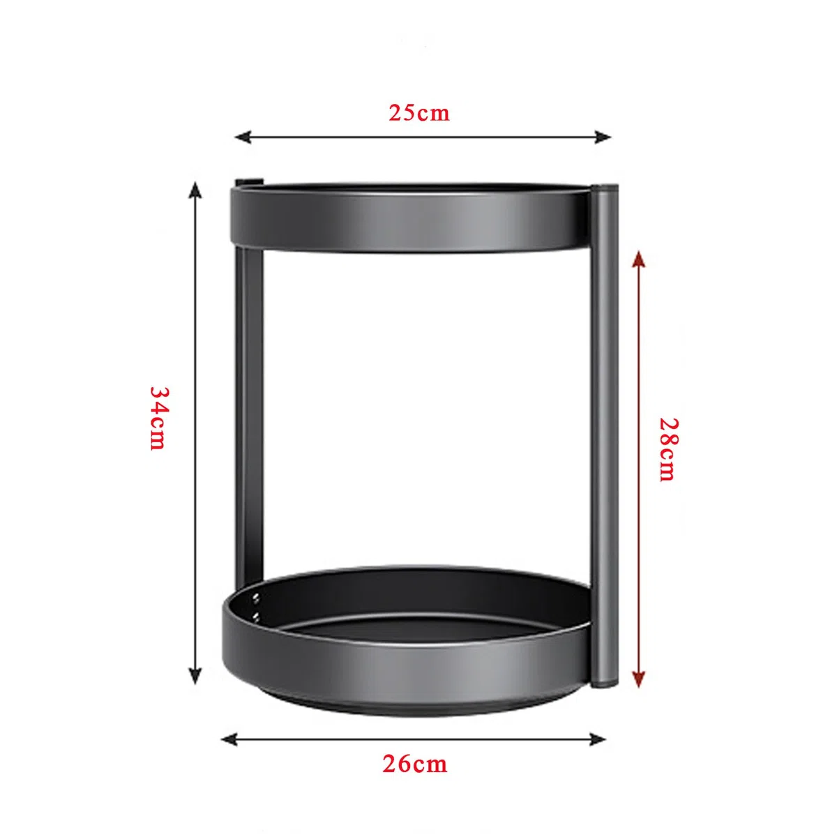 Especiero Giratorio Organizador Especias Cocina Metal Bandeja Giratoria 2 Niveles Lazy Susan Plato para Armario Organizador de Maquillaje (Negro, 2Tiers)