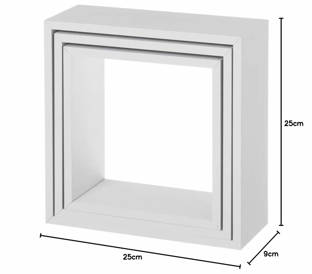 LOLAhome Set de 3 Estantes Cubo Grandes de Madera MDF Blancos/Capacidad 5 kg / 2 Tamaños Disponibles/Incluye herrajes de Pared/Estantes Flotantes con 3 Medidas 30, 27 y 24 cm