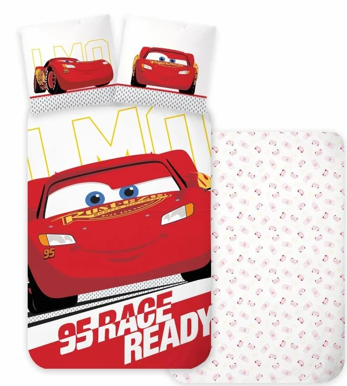 Cars Rayo Mcqueen Funda Nórdica Bebé 100x135 + Funda Almohada 40x60 Algodón | Ropa de cama bebé | Algodón natural suave transpirable | Disney Pixar | Niño 0-3 | Cuna | Regalo | Lavable a máquina