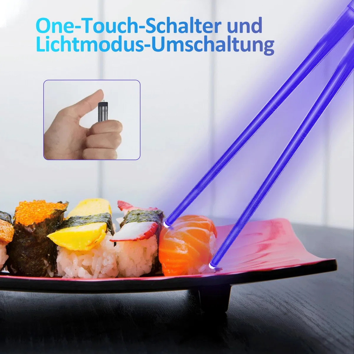 Palillos de sable de luz, SOARFLY 2 pares de palillos LED con 9 modos de color, Lightsaber Chopsticks sin BPA, reutilizables, palillos luminosos para cocinas, cenas, sushi, fiestas, cubiertos