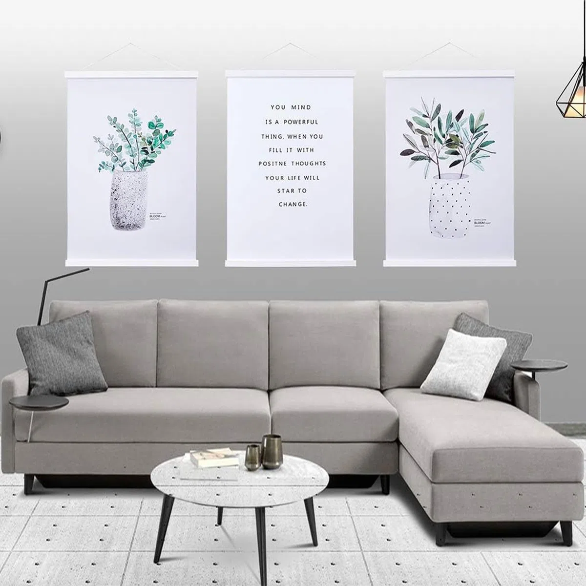 Ywlake Barra magnética para pósteres, de madera, marco para fotos, 45x60 45x30 45x45 colgador para obras de arte impresas (Blanco,45cm)
