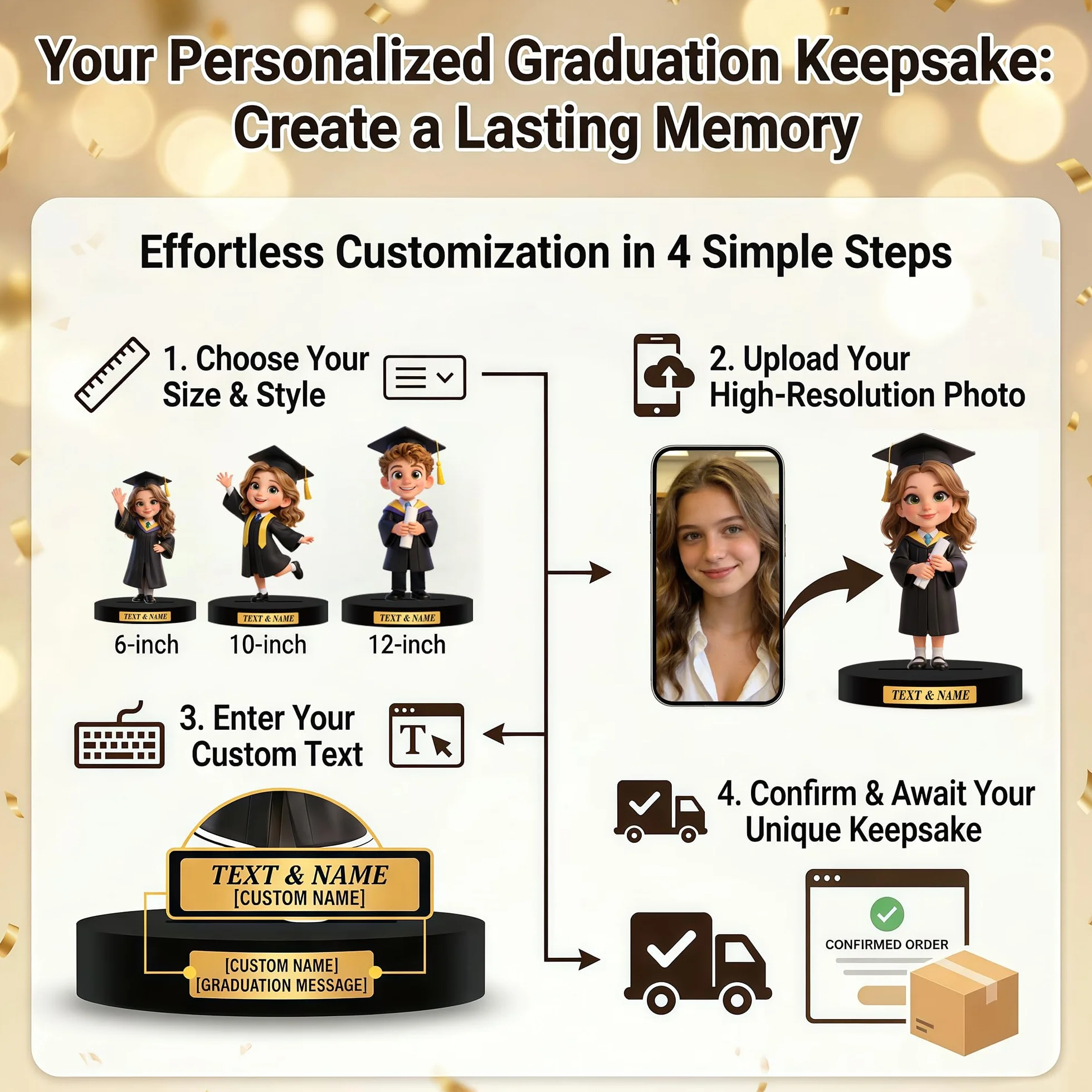Figuras Graduación Personalizadas a Partir de Fotos, Regalo de Graduación, Decoraciones Escritorio Acrílicas 2D