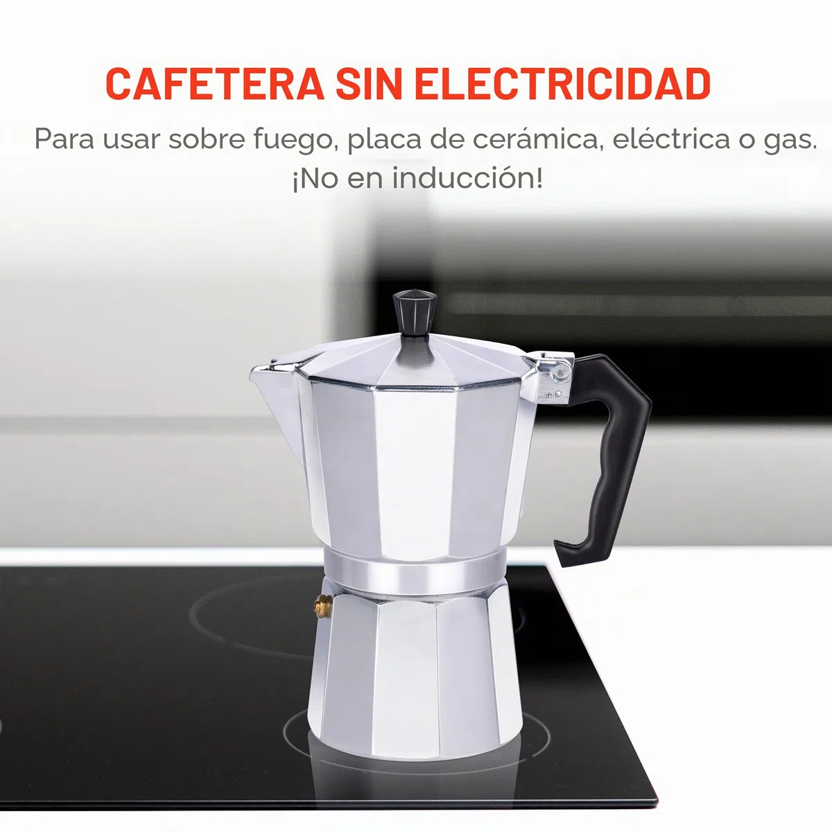 alpina Cafetera Acero Inoxidable 6 Tazas - Cafetera Italiana Acero ⌀10 x 19 CM - 320 GR - Greca de Café- Accesorios Cafetera Italiana - También con Gas/Halógeno/Cerámica - Aluminio