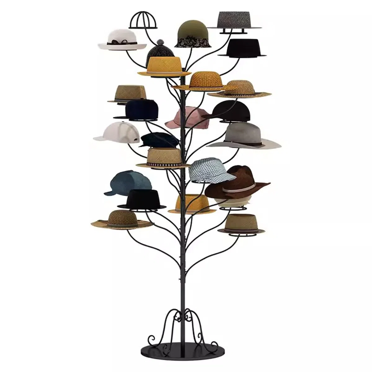Expositor Independiente para Sombreros, Soporte metálico para Sombreros, percheros comerciales para Gorras de béisbol, Organizador de Sombreros, Negro - Capacid,Black-Adult Capacity 25