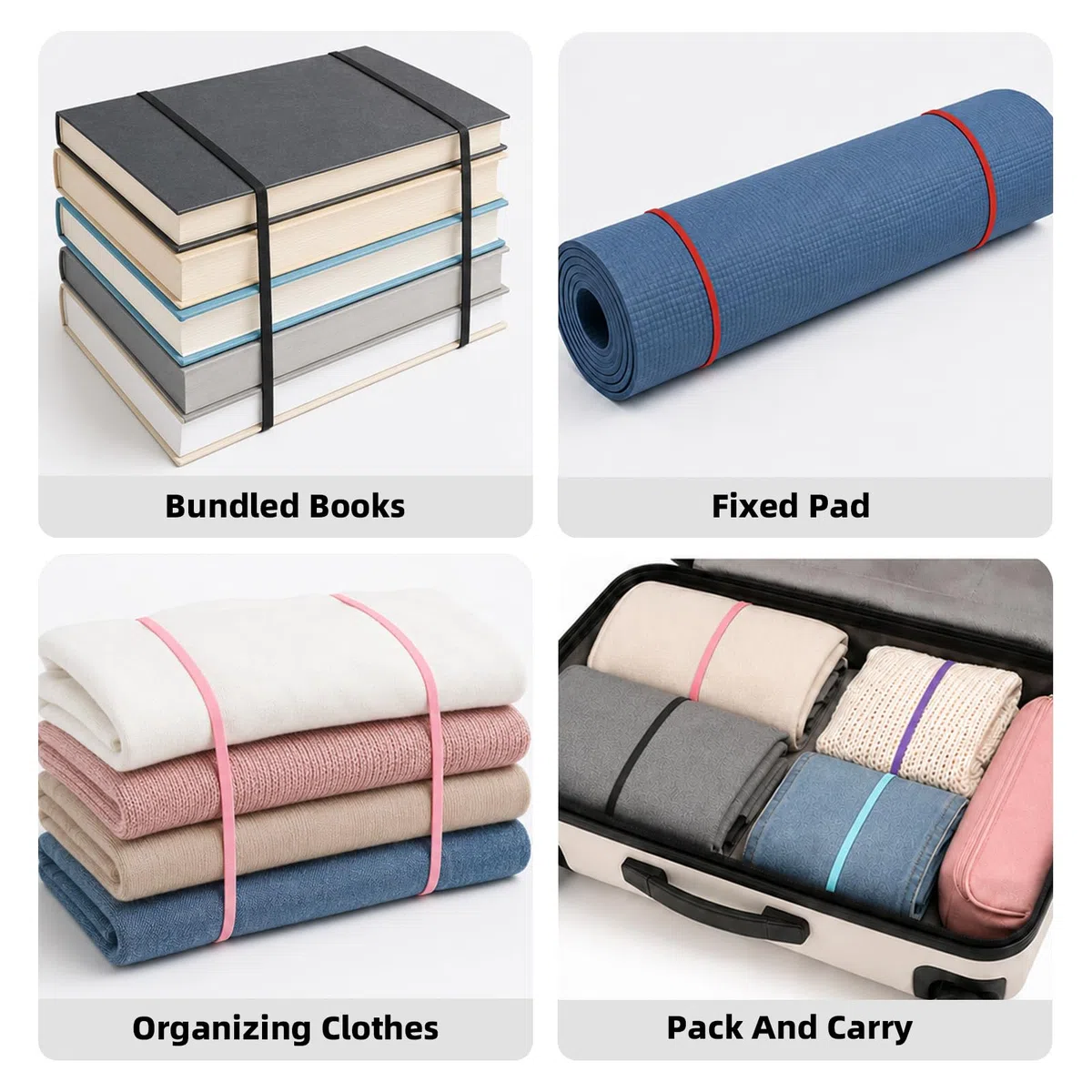 10 Piezas Accesorios Playa de Silicona, Cinta para Toalla para Fijación Segura, Compactas y Resistentes, Elásticas para Sillas para Viaje, Piscina, Todos Usuarios (10Piezas)