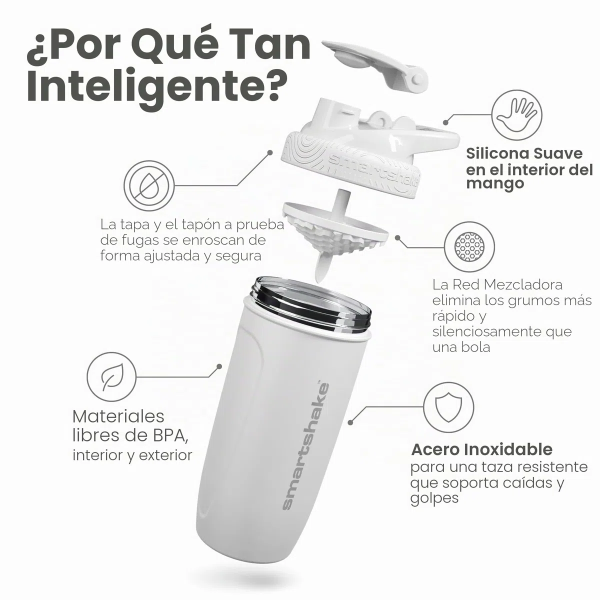 Smartshake Reforce Stainless Steel, White - 900 ml