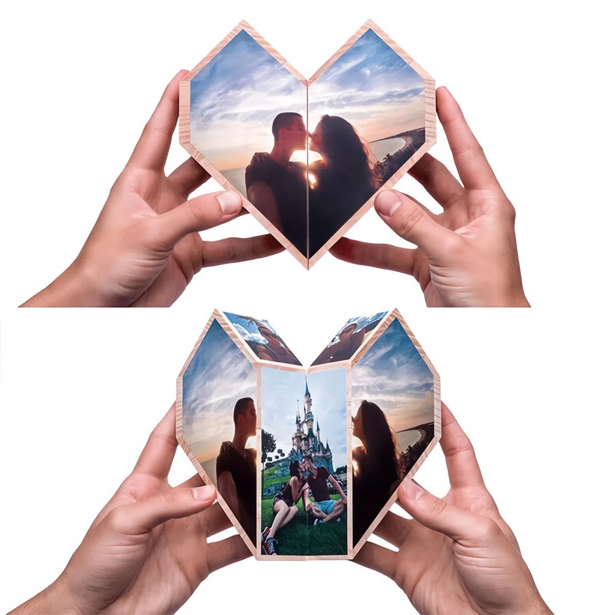 Drawelry Personalizado Cubo de Fotos Álbum con 6/9 Imágenes impresión Marco Foto Forma Mágico Plegables Decoración Giratorio Navidad Regalos para Familiare Amigos Padres Hijos Mascota Boda Viaje (H)