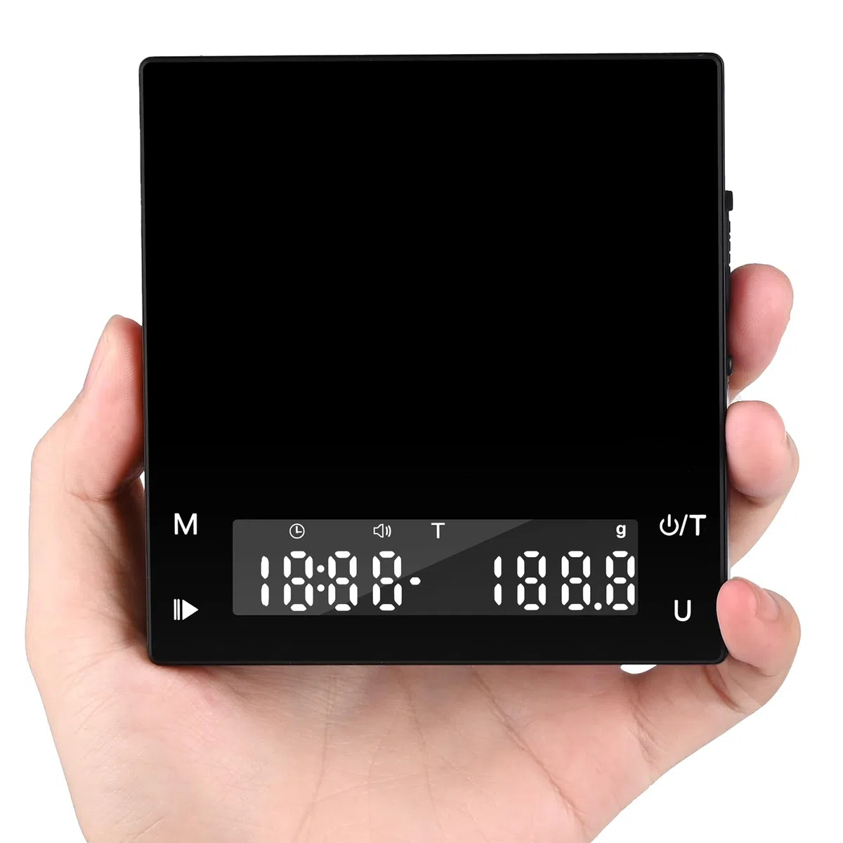 Báscula digital de café con temporizador, báscula de café expreso con graduación precisa de 0,1 g, recargable por USB, báscula de cocina, medición de caudal con función de tara, máx. 2 kg