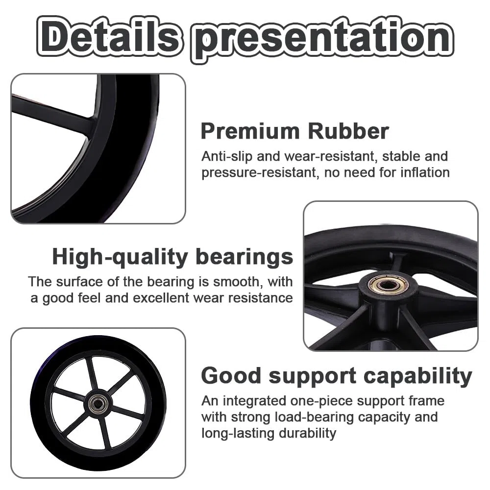 2 Unidades Ruedas de silla de Ruedas Delanteras, Ruedas Delanteras para Silla de Ruedas, Ruedas para Silla de Ruedas, Accesorios de Rueda Trasera para Sillas de Ruedas Manuales (Ø150 mm Negro)
