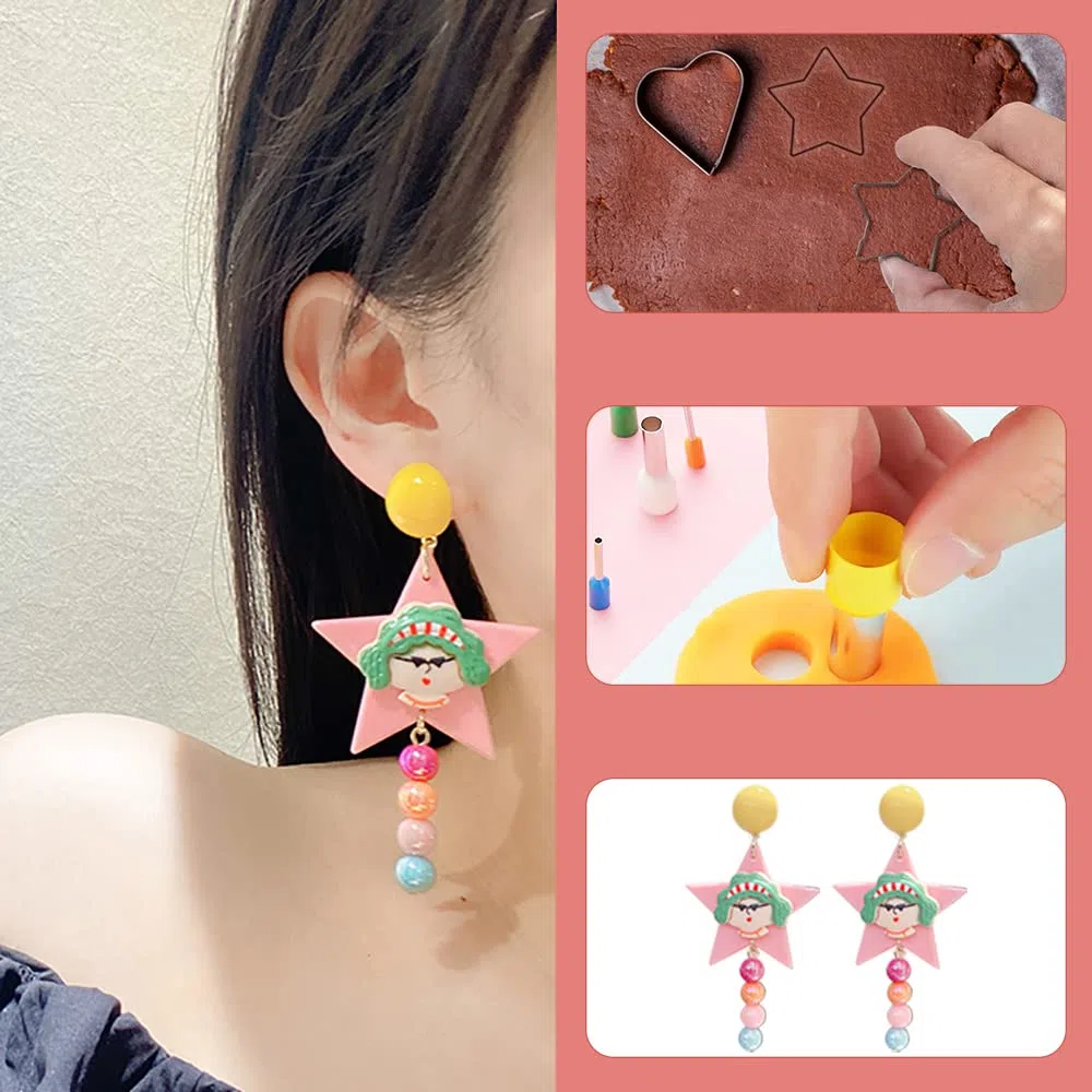 AIFUDA - 134 cortadores de arcilla polimérica, 16 formas, 48 moldes en forma de círculo y 50 accesorios para aretes