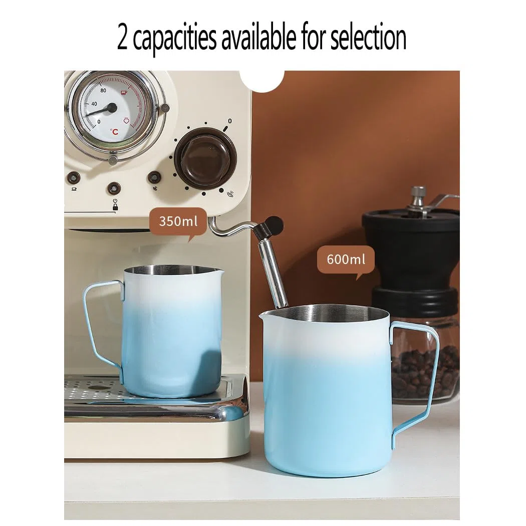 Jarra de acero inoxidable para cocinar al vapor, jarra de espuma para café, leche, jarra de vapor para café, jarra de vapor de café, morado, 20 onzas (600 ml)