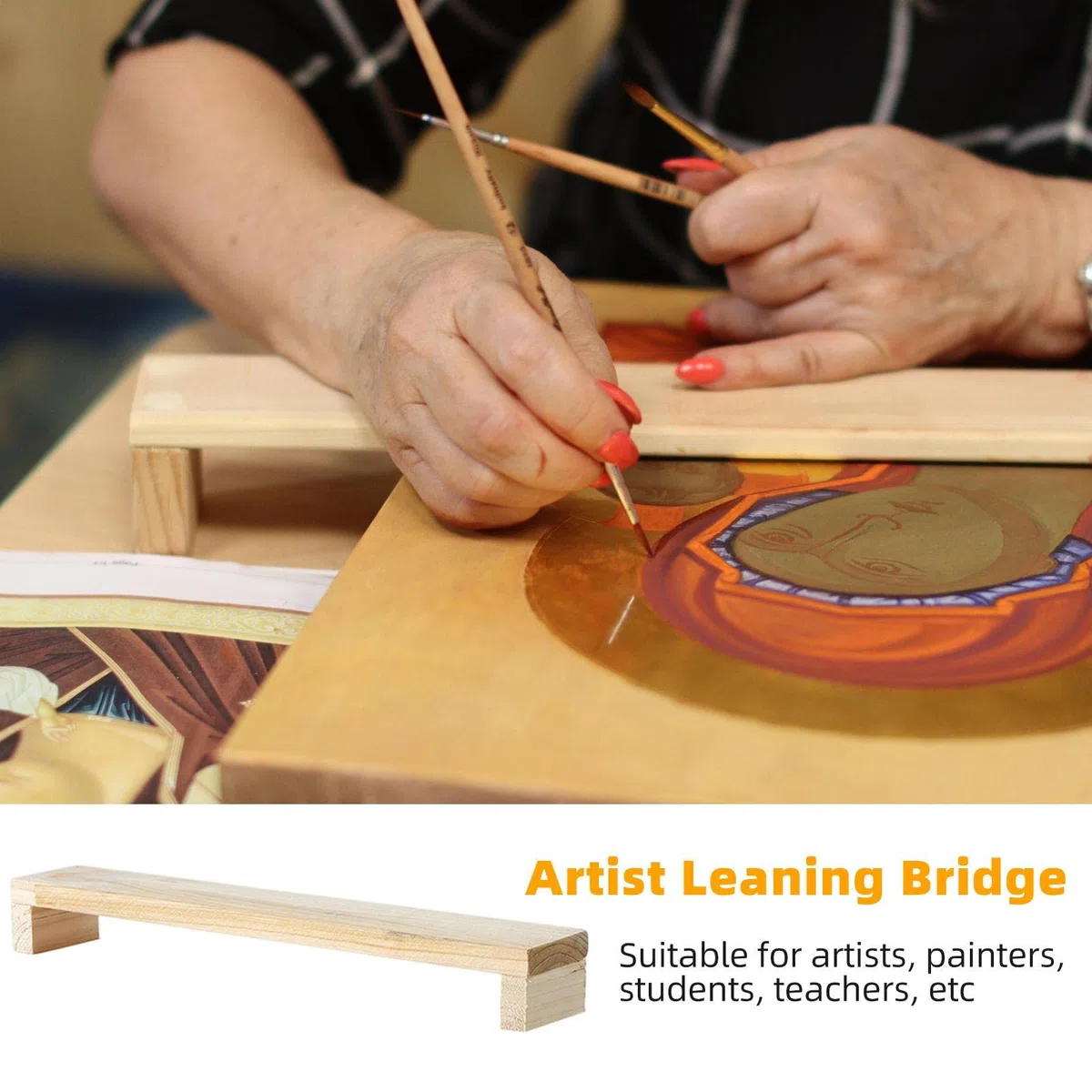 Reposamanos Artist Bridge – Soporte Para Manos Y Brazos Inclinados | Puente Reposamuñecas Para Artistas De Madera Creativos | Herramienta De Ayuda Para Dibujar Para Pintura, Bocetos Y Suministros De