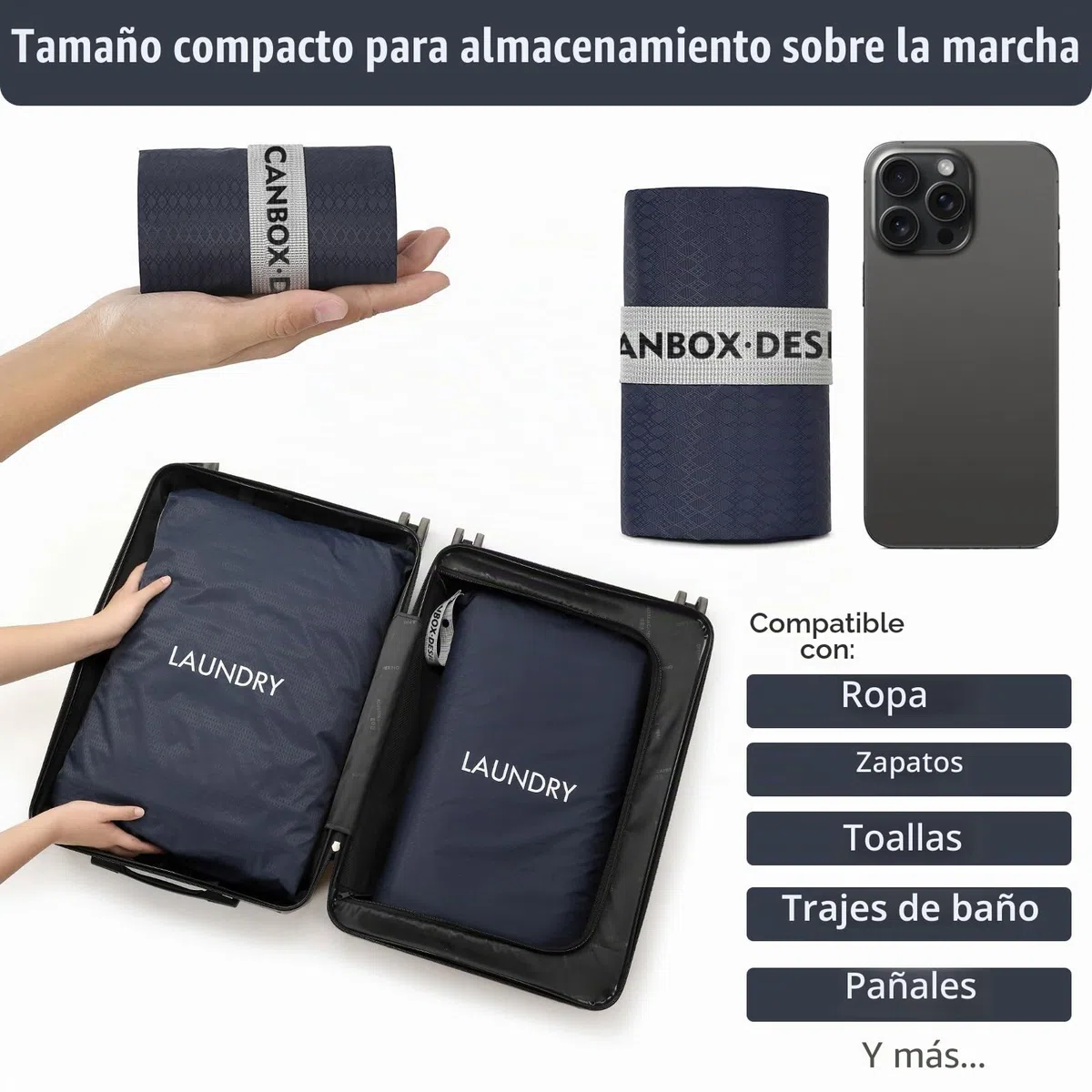 Bolsas de Lavandería, Impermeable Nylon Bolsa Ropa Sucia, 2Pcs Wet Dry Bag con Cremallera para Viajes, Fitness o Natación