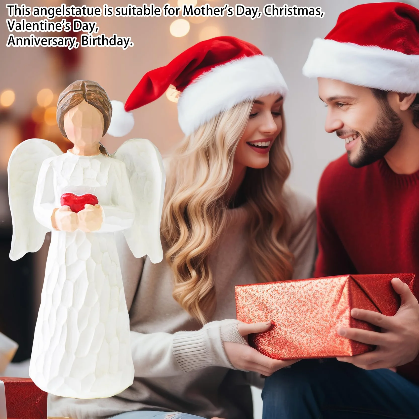 Ángel de la Guarda Regalos para Mujeres, Ángel Ornamento Figuras y Estatuas, Resina Mano Corazón Ornamento para Acción de Gracias Navidad Decoración del Hogar Ornamento Regalos Memorial