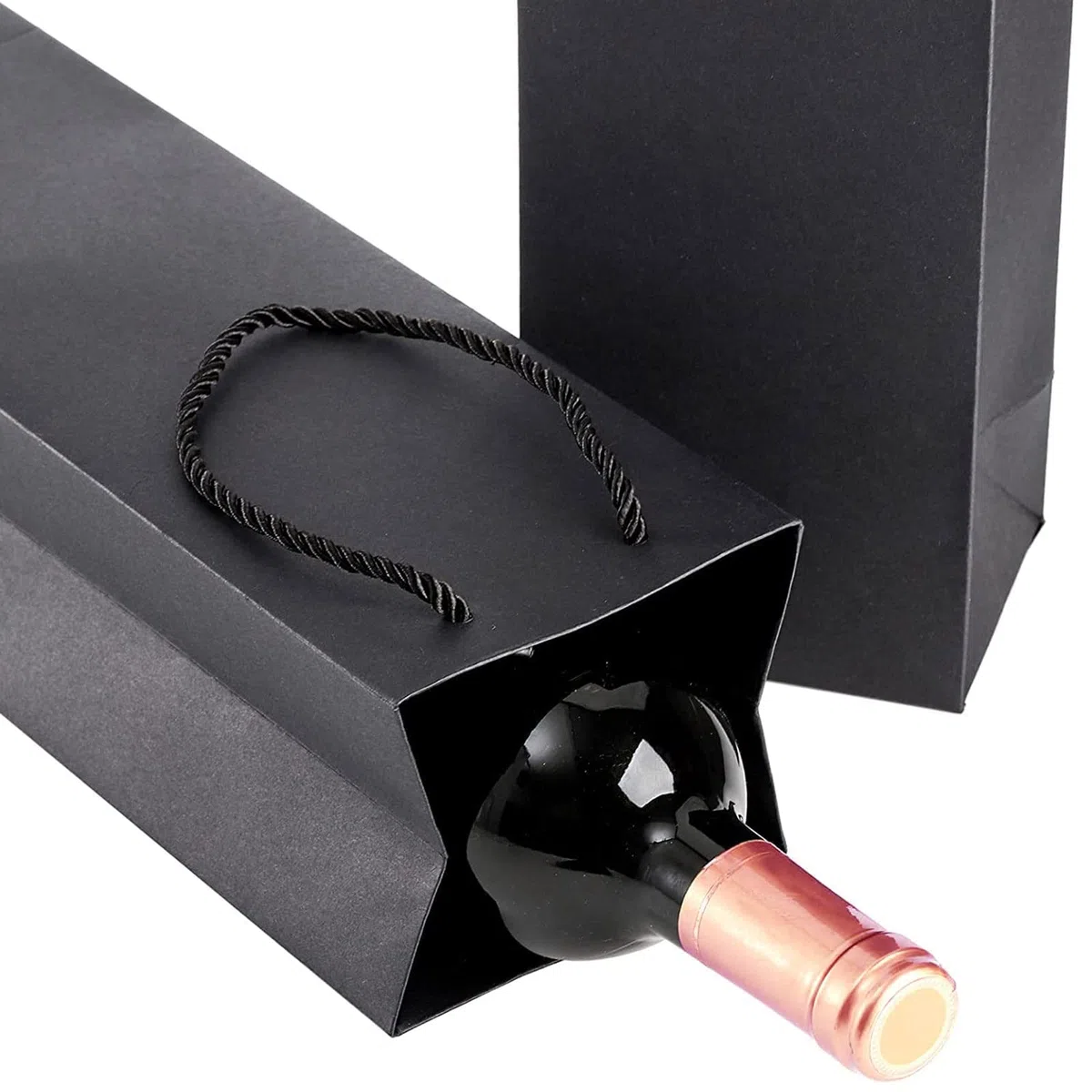 Bolsas de Regalo de Papel Kraft Premium con Asas, 20 Bolsas de Almacenamiento para Regalos de Vino, Fiesta, Boda y Navidad (negro)