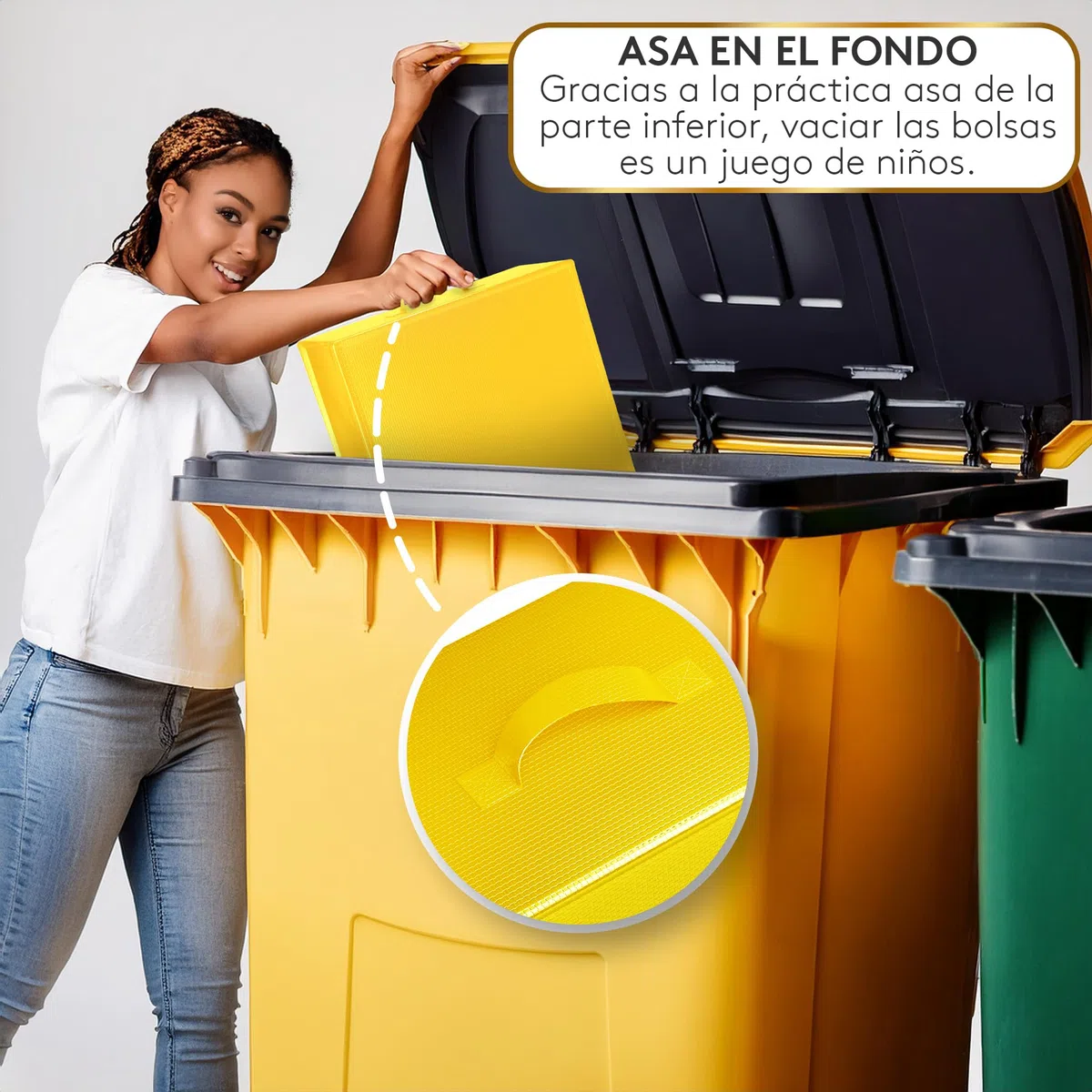 Cubos de basura de reciclaje - 3 Cubo de basura cocina para Papel, Plástico y Vidrio - Set de Cubo basura reciclaje con 3 Compartimentos - Bolsas para reciclar - Cubo reciclaje