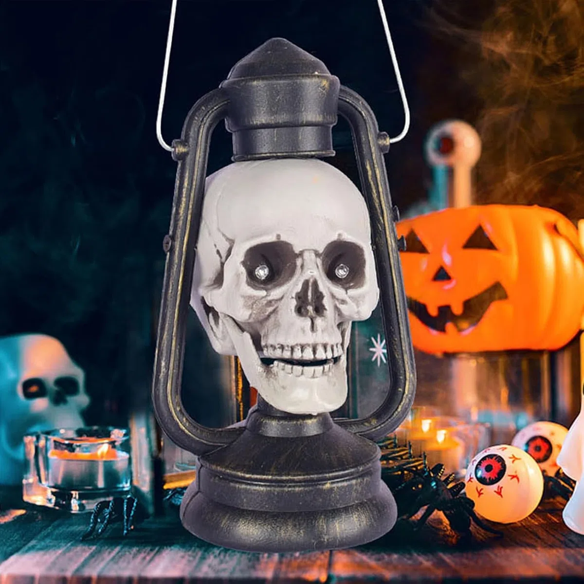 Lámpara De Calavera De Halloween Funmo Halloween Linterna Calavera Parpadeante Lámpara De Calavera Calavera Led Lantern Accesorios De Regalo para Fiesta, Halloween, Decoración De Bar