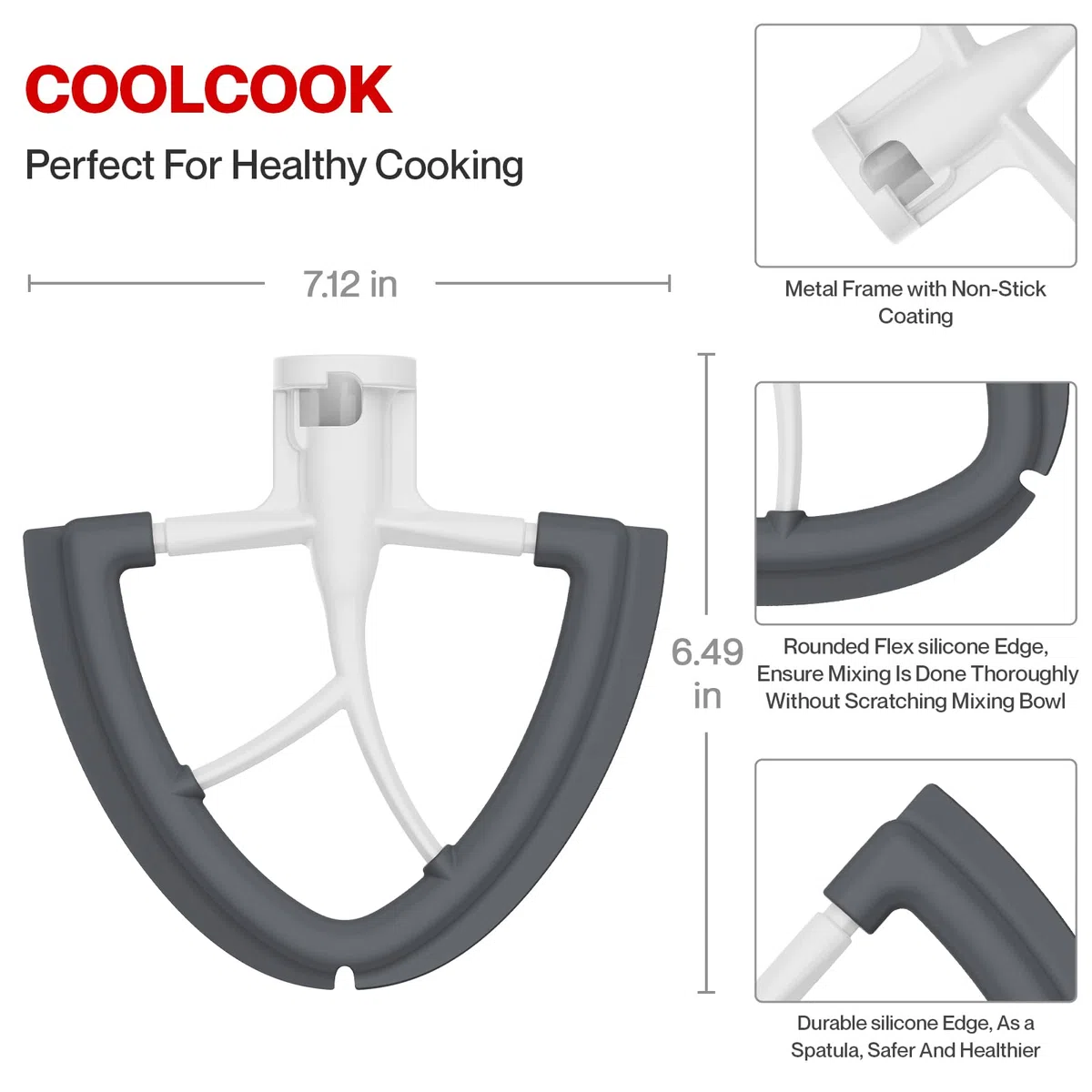 Batidora de varillas Flex Edge para KitchenAid, Batidora de varillas planas 4.5-5 cuartos para KitchenAid con rascador