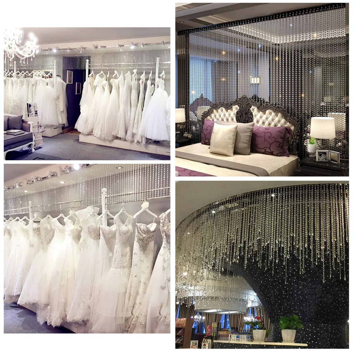 Guirnalda de perlas de cristal, 30 metros, transparente, acrílico, pedrería, guirnalda para boda, fiesta de cumpleaños, dormitorio, decoración
