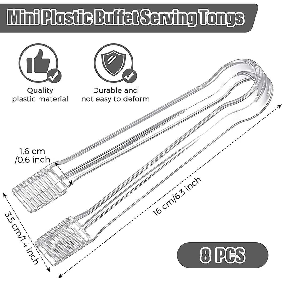 8 Piezas PláStico Pinzas para Servir Buffet Mini Pinzas para Utensilios para Servir Pinzas para Aperitivos Pinzas Transparentes para Cocina 6,3 Pulgadas Hielo PequeñO